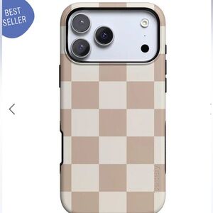 Plaid Phone Case - Beige and White